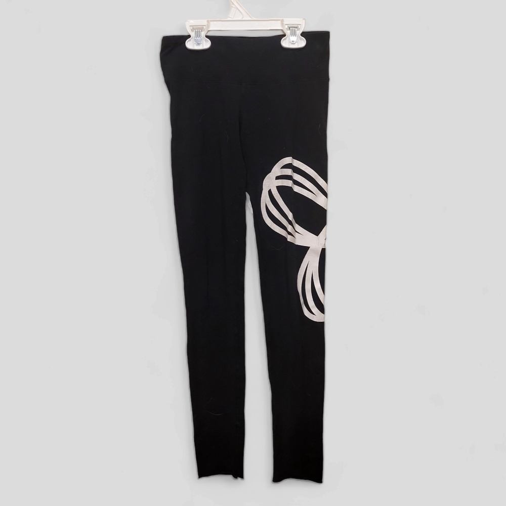 TNA - Equator Mid Rise White Logo on Black Leggings